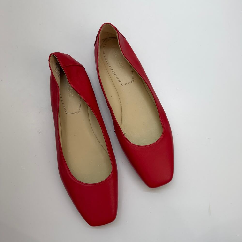 Nine West Red Leather Flats 9